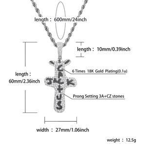 Nouveau Collier Pendentif Hip Hop en Laiton Plaqué Or avec Chaîne Corde et Zircon Cubique Scintillant Taille Brillante <span class=keywords><strong>CACTUS</strong></span> JACK - Product Image 2