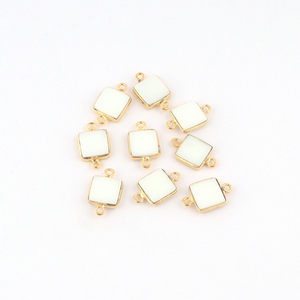 Conector de ágata blanca cuadrada Natural de 8mm, bisel de doble fianza, conector colgante hecho a mano, dijes, componentes de diseñador Diy - Product Image 3