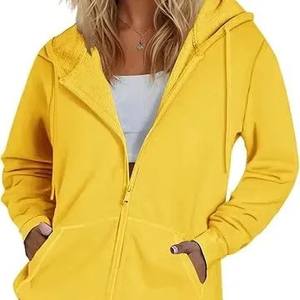 Sudaderas con capucha en blanco para mujer Fleece Zipper up Bulk Women Hoodies Manga larga Fit Lightweight Girl Hoodie con opción de logotipo personalizado - Product Image 1