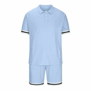 Conjuntos de 2 piezas de verano OEM, conjuntos de camiseta Polo y pantalones cortos hechos a medida para ropa de hombre, conjuntos gemelos de algodón de estilo callejero de talla grande - Product Image 2