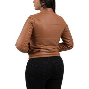 Vestes en cuir pour femmes, style col montant, poches personnalisées, meilleure arrivée, vestes en cuir pour femmes tendance - Product Image 2