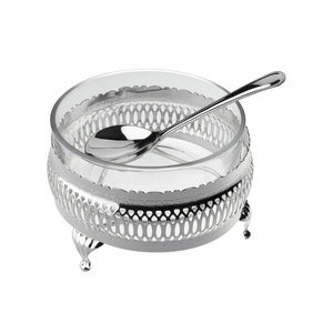 Boîte à sucre en céramique argentée de haute qualité finition Antique dessus de Table de cuisine en acier brossé métal en gros - Product Image 1