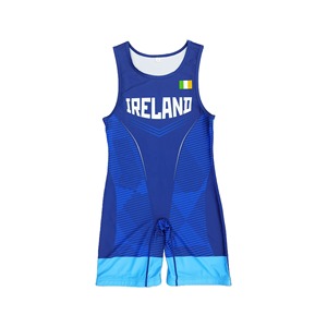 2025 Custom Unisex Wrestling Singlets Heat-Transfer Printing Stretch Quick Dry Spandex/Polyester 220g Norway International - Product Image 5