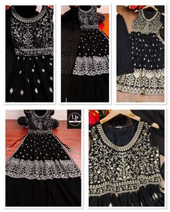 Nouveau costume ethnique indien Georgette avec ensemble Sharara avec fil à broder Dupatta et costume Zari Work Salwar pour femmes indiennes - Product Image 3