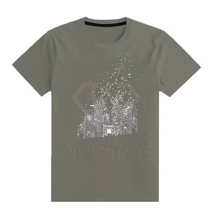เสื้อยืดผู้ชายสีทึบผ้าคอตตอน100% วัสดุพรีเมียมประดับพลอยเทียมน้ำหนักเบา - Product Image 1