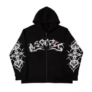 Sudaderas con Capucha y Cremallera Estampadas y Bordadas en 3D Retro para Hombre y Mujer, Estilo Urbano con Capucha, Mangas Largas, Personalizadas con Impresión OEM, de Forro Polar - Product Image 1