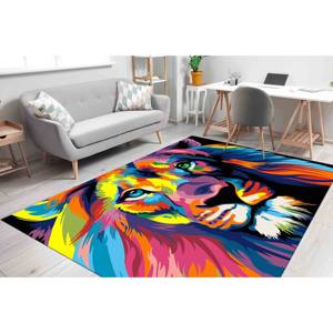 Alfombra Colorida con Diseño de León: Alfombra Abstracta de Animal Impresa en 3D, Alfombra Suave No Tejida - Product Image 4
