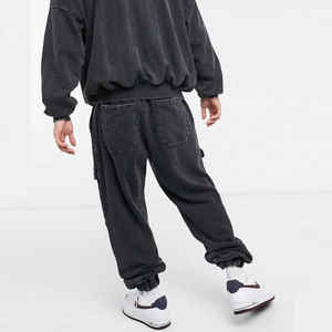 Pantalones de chándal de algodón de felpa francesa unisex de 3 piezas, conjunto de pantalón con capucha bordado, chándal lavado ácido, chándal de talla grande - Product Image 2