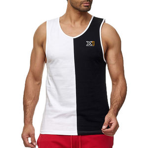 Vente chaude personnalisé deux tons couleur unie solide hommes débardeurs sans manches col rond respirant Fitness porter des maillots aux meilleurs prix - Product Image 2