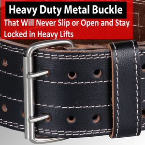 Cinturón de seguridad de longitud personalizada para entrenamiento de gimnasia Cinturón de elevación de potencia de cuero de vaca genuino con hebilla de acero de Pakistán - Product Image 4