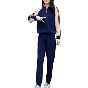 Ensemble de survêtement élégant pour femmes Ensemble de survêtement de couleur assortie avec col montant Pantalon à taille élastique pour l'automne et l'hiver 2 - Product Image 6