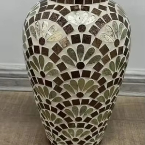 Large Vintage Handmade Stained Glass Mosaic Vase - Product Image 1