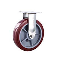 Roue pivotante robuste en polyuréthane de 200 mm (8 pouces), en acier inoxydable SUS 304, pour chariot industriel, rouge prune, capacité de charge de 400 kg