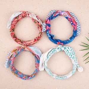 Ensemble de 4 bandanas en coton faits à la main, style bohème, doux, légers, écharpe d'été unisexe, foulard de plage indien - Product Image 1