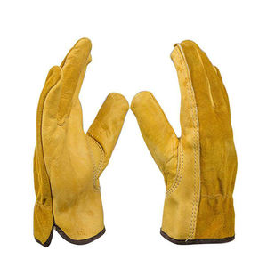 Guantes de soldadura de hombre con logotipo personalizado de alta calidad con forro de algodón de cuero de vaca, ropa de trabajo de protección de seguridad al por mayor - Product Image 1