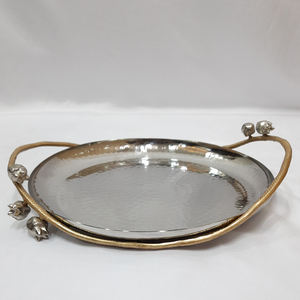 ถาดเสิร์ฟอาหารและจานเคลือบสีทองทำด้วยมือสุดหรูทำด้วยมือรูปทรงไม่เหมือนใครทำจากโลหะอลูมิเนียม - Product Image 3