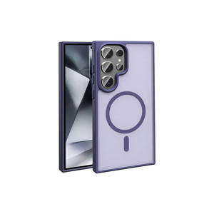 Coque de protection antichoc en silicone et PC pour Samsung Galaxy S24 Ultra, finition mate violet foncé, compatible MagSafe - Product Image 1