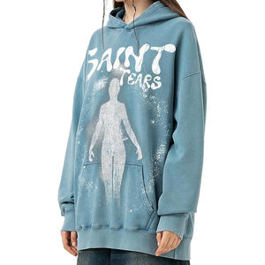 Acid Wash Women Hoodies Pullover Oversized Casual Graphic Print Hooded Vintage Sweatshirt Unisex Street Wear - Product Image 5