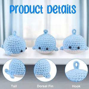 Soldes d'été : Porte-clés pendentif baleine en crochet style dessin animé - Carte baleine sentimentale pour enfants - Product Image 3
