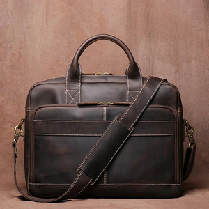 Classic Genuine Leather Laptop Messenger Crossbody Shoulder Bag Large Capacity Korean Portable Durable Office Hand Carry Zipper - Product Image 1