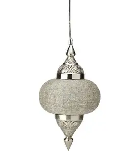 Lámpara colgante de linterna con acabado plateado para restaurantes de hotel en casa y decoración de deshierbe - Product Image 1