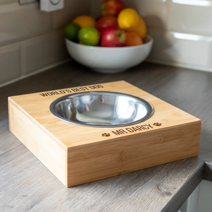 wooden and Stainless Steel Pet Bowl <b>Feeder</b> with Wooden Stand Single Bowl Dish Container for Dogs and <b>Cats</b> - Product Image 5