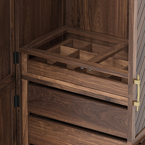 Armario de Madera de Teca Moderno Extra Grande con Puertas en Espiga y Almacenamiento Colgante para Dormitorio, Apartamento u Hotel - Product Image 6