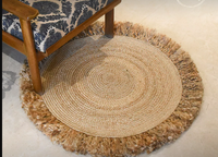 Nouveaux tapis en jute bio faits à la main 2026, double rayure tressée, style zen asiatique, couleur et taille personnalisées, Bangladesh