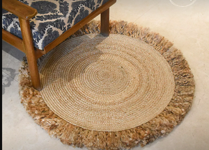 Nouveaux tapis en jute faits à la main 2026, tapis de zone en jute tressé biologique à double rayure, style zen asiatique, tapis rustiques pour sol, fabriqués au Bangladesh - Product Image 6