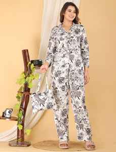 Costume de nuit aztèque en coton sur mesure pour femmes-Détail passepoil et sac fourre-tout écologique adapté aux clients de la boutique et aux revendeurs - Product Image 3