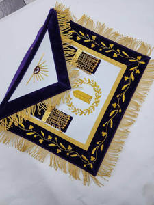 Tablier maçonnique de haute qualité Craft Masters, brodé, rectangulaire, vintage, en cuir - Product Image 2