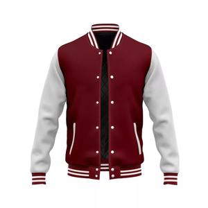 Blouson bombardier de baseball OEM personnalisé de haute qualité avec manches en cuir brodé chenille. Veste d'université de Baseball - Product Image 5