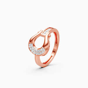 Anillo Ecológico para Mujer con Diamante Cultivado en Laboratorio de 0.17 Ct y Diseño de Tallo Dividido |   En oro amarillo, blanco y rosa de 9 quilates - Product Image 2