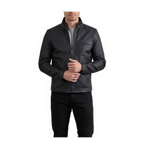 Veste en cuir de vachette noire de qualité supérieure pour homme Leathertex, taille XS, style motard, col montant, pour la saison d'automne - Product Image 1