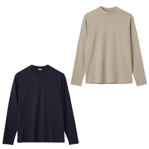 Camiseta de Manga Larga con Cuello Alto para Hombre, Color Sólido, Algodón Suave y Duradero, Personalizable con Marca, Camiseta Unisex, Venta al por Mayor de Fábrica de Ropa - Product Image 1
