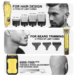 Ensemble de tondeuses à cheveux sans fil professionnelles pour hommes, kit de coupe de cheveux avec batterie, tondeuses à cheveux pour le soin des cheveux - Product Image 2