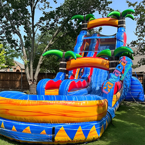 Tobogán Acuático Inflable de Grado Comercial Tropical Fiesta <span class=keywords><strong>Breeze</strong></span> de 18 pies con <span class=keywords><strong>Castillo</strong></span> Acuático y Piscina de Chapoteo - Product Image 3