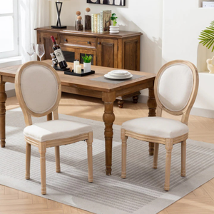 Ensemble de chaises de table à manger style français vintage au design moderne, facile à assembler pour la maison et le restaurant, dossier ovale en bois pour hôtels - Product Image 1