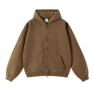 Mode Street Wear Sweats Haute Qualité Français Terry Poids Lourd Hommes À Capuche Acide Lavé Coloré Zipper Hoodies - Product Image 3