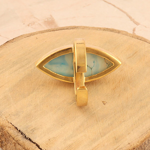 Anillo de moda minimalista para mujer, sortija ajustable con forma de marquesa, chapado en oro turquesa, joyería para ella - Product Image 6