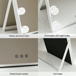 Oem ODM sắt bàn Màn hình cảm ứng có thể điều chỉnh độ sáng trắng chiếu sáng 3 chế độ ánh sáng tốt nhất Vanity gương với bóng đèn - Product Image 6