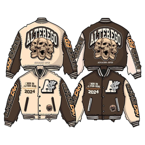 Veste universitaire Letterman vintage avec écusson brodé personnalisé Veste de baseball universitaire à manches en cuir PU de haute qualité - Product Image 5