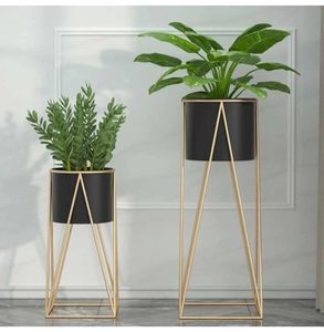 Conjunto elegante náutico 2 Soporte de maceta de Metal dorado para decoración del hogar para balcón o suelo elegante macetas soporte de exhibición regalo - Product Image 5