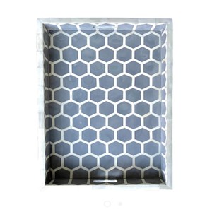 Bandejas de madera indias de la mejor calidad rosa, incrustaciones de hueso de tendencia y madre de perlas, bandejas de servicio grises rectangulares hechas a mano - Product Image 4