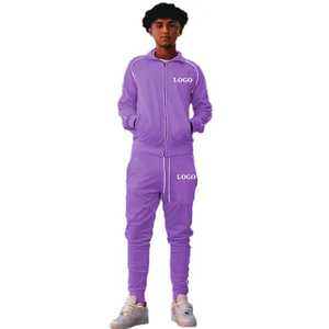 Ensemble de vestes 2 pièces unisexes à coupe ajustée en polyester/coton et velours Survêtements de luxe en velours vierge en daim personnalisable rapidement - Product Image 5