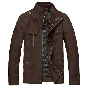 Men's Casual Lightweight Canvas Varsity Jacket Multi-Pocket Long Style Zipper Closure Cargo <b>Coat</b> Breathable Stylish Available - Product Image 1