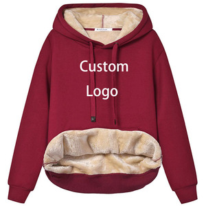 Sudadera con capucha con forro de Sherpa cálido de invierno informal, suéter para mujer, suéteres para hombre, LOGOTIPO en blanco, sudaderas con capucha de lana personalizadas - Product Image 1