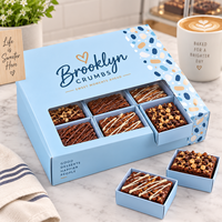Boîte à dessert personnalisée AT PACK pour brownies avec fenêtre et inserts – Emballage de boulangerie personnalisé pour gâteaux, biscuits et cadeaux