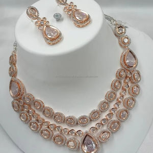 Classic American Diamond Bridal Jewelry <b>Set</b> Two-Piece <b>Necklace</b> <b>and</b> <b>Earrings</b> for Wedding Fashionable Classic Style - Product Image 1