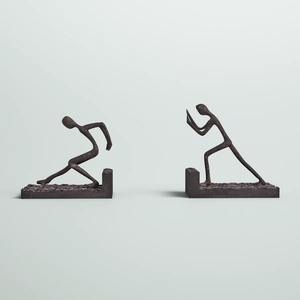 Abstract Pushing Figure Bookends Perfect For Corporate <b>Office</b> <b>Shelf</b> And Creative Workspace Styling Handcrafted From India - Product Image 2